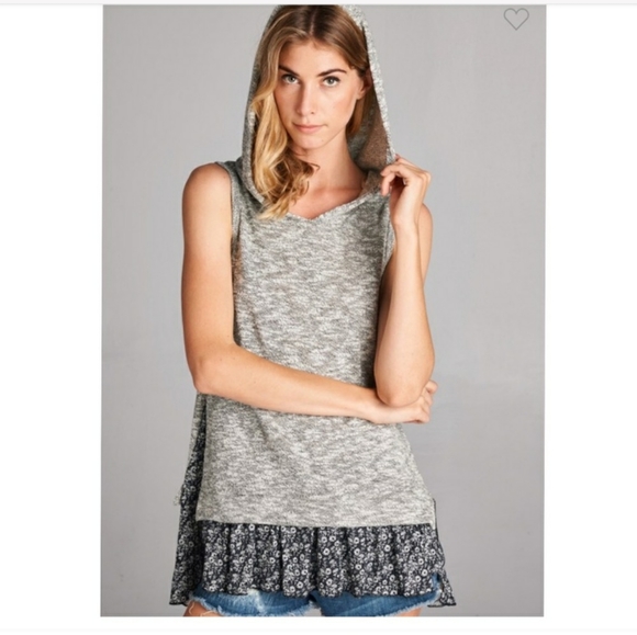 ‼️CLEARANCE PRICE FIRM‼️ Hooded Ruffle Hem Top - Picture 2 of 7